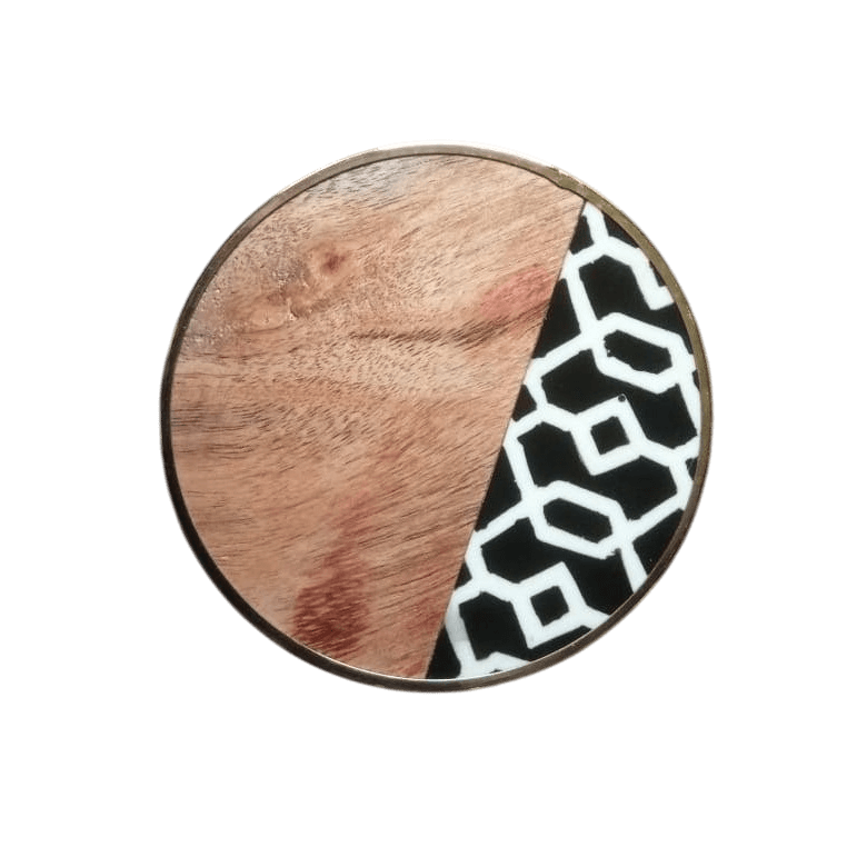 WOOD PRINTED COASTER ROUND SHAPE (DECAL)